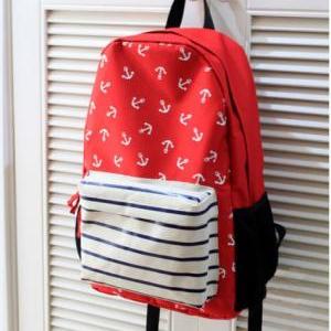 Red Anchor Striped Backpack [grhjr416000131]