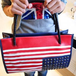 Retro Punk Style American Flag Rivet Handbag..