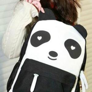 Cute Mixing Color Panda Canvas Backpack..