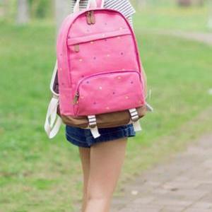 Cute Star Embroidered Leisure Canvas Backpack..