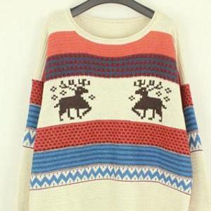 British Retro Style Mixing Color Deer Loose..