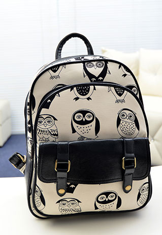 European Style Cute Leisure Owl Print Backpack [grls72000016]