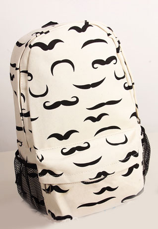 Cute Lovely Mustache Print Canvas Backpack [grls72000038] on Luulla