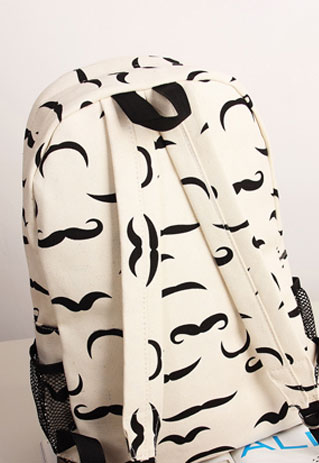 Cute Lovely Mustache Print Canvas Backpack [grls72000038] on Luulla